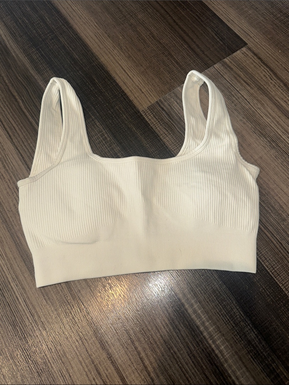 Ribbed Cream Scoop Neck Bra